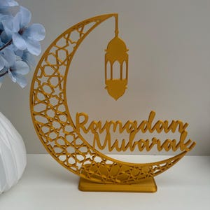 Ramadan Mubarak Table Decoration | Islamic Crescent Moon Centerpiece | Eid Ramadan Decor | 3D Printed Ramadan Gift | Muslim Home Decor image 9
