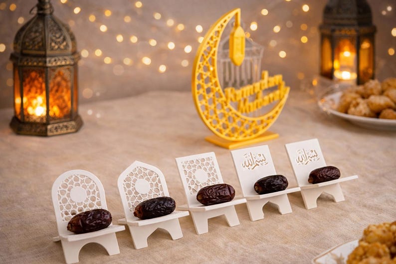 Ramadan Date Stand – 3D-Printed Islamic Table Décor – Custom Eid & Celebration Centerpiece image 1