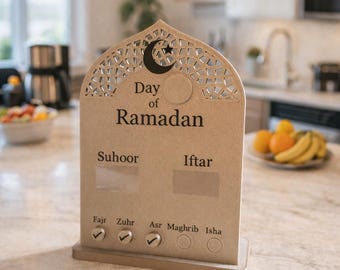 Ramadan Day and Prayer Tracker | Reusable Islamic Home Décor with Magnetic Prayer Markers | Ramadan & Eid Gift