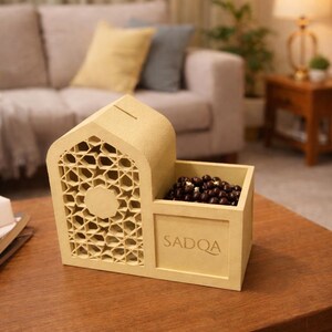 Sadqa & Tasbeeh Box | Islamic Charity Donation Box | Personalised Family Sadaqah Box | Ramadan and Eid Gift | Home Islamic Decor