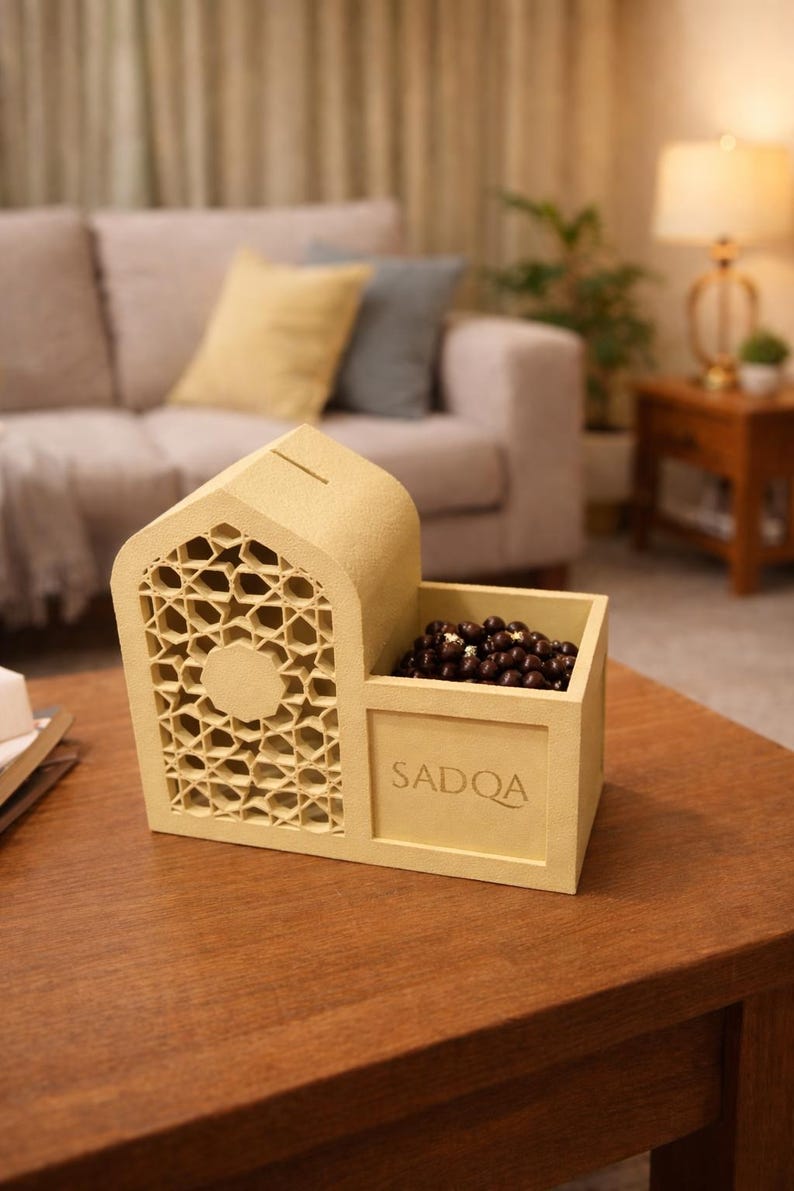 Sadqa & Tasbeeh Box | Islamic Charity Donation Box | Personalised Family Sadaqah Box | Ramadan and Eid Gift | Home Islamic Decor