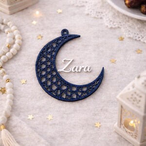 Personalised Eid Crescent Moon Ornament | Islamic Eid Decor | Custom Name Ramadan Decoration | Muslim Eid Gift | Arabic Crescent Moon Decor