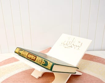 Quran Stand (Rehal) – Personalised Islamic Prayer Stand, Bismillah Top, 3D Printed - Ramadan Decor