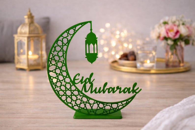 Ramadan Mubarak Table Decoration | Islamic Crescent Moon Centerpiece | Eid Ramadan Decor | 3D Printed Ramadan Gift | Muslim Home Decor image 7