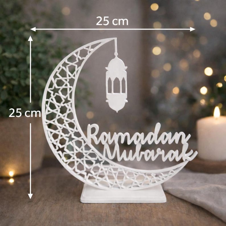 Ramadan Mubarak Table Decoration | Islamic Crescent Moon Centerpiece | Eid Ramadan Decor | 3D Printed Ramadan Gift | Muslim Home Decor image 10