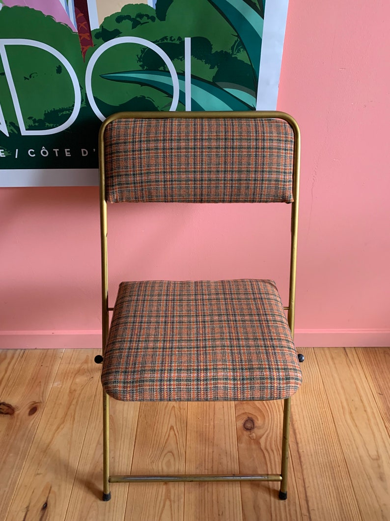 Chaise Lafuma Chantazur 1960/70 tartan