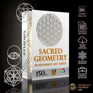 Sacred Geometry Bundle – 150x 3D PNG Symbols | 8K High-Res Mandala Art | Digital Assets for Creatives, Custom Spiritual Art