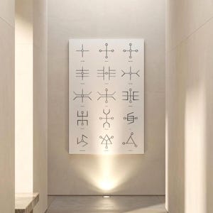 Bashar Sacred Circuits Poster | 15 Glyphs Spiritual Vertical Art Print