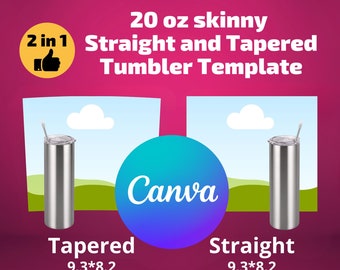 Modelo para copo térmico fino de 20 oz: Design reto e cônico em tela (PDF)