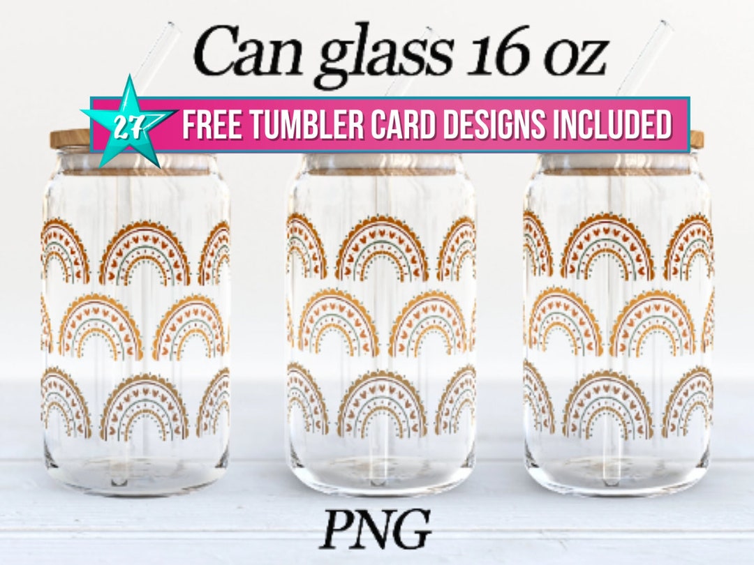Boho Rainbow Libbey Can Glass Wrap PNG Iced Coffee Glass Can 16 Oz ...