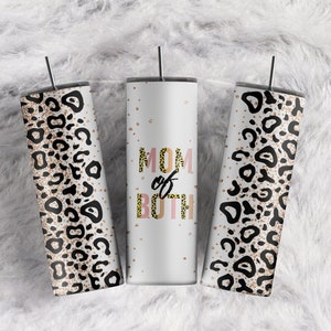 Mama Tumbler Mom of Both Gold Glitter Black Leopard Print sublimation tumbler designs 20oz Skinny Tumbler Sublimation Design Downloads PNG