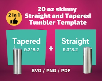 Modelo para copo térmico fino de 20 oz, reto e cônico (SVG, PNG, PDF)