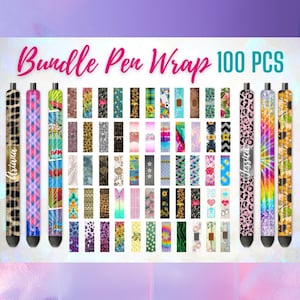 Pen wrap bundle #2 Custom pens PNG Full Wrap epoxy pens sublimation designs 100 PCS Leopard pen Flower pen Glitter pen Marble pen
