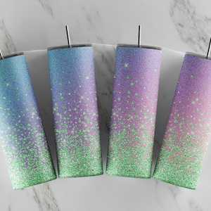 Emerald green Glitter Blue Purple Ombre sublimation tumbler designs 20oz Skinny Tumbler Sublimation Design Digital Download PNG