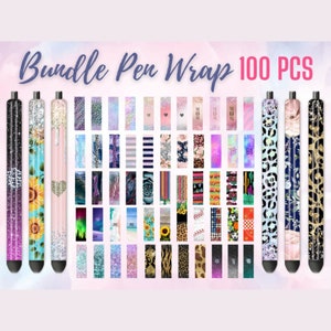 Pen wrap bundle #1 Custom pens PNG Full Wrap epoxy pens sublimation designs 100 PCS Leopard pen Flower pen Glitter pen Marble pen