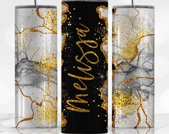 Seamless Custom Name tumbler wrap Gold marble Black White Marble 20 oz Tumbler Design Glitter tumbler Black white Sublimation Designs