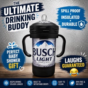 Funny Insulated Sippy Cup for Toddlers | Full Wrap UV Printed Cup | Matching Parent Drink Cup | Spill Resistant Kids Tumbler | Gift for Dad