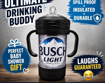Funny Insulated Sippy Cup for Toddlers | Full Wrap UV Printed Cup | Matching Parent Drink Cup | Spill Resistant Kids Tumbler | Gift for Dad