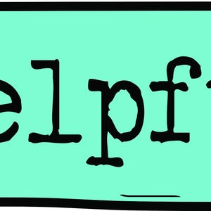 May include: A teal-colored rectangle with a black border and the word "helpful" in black, handwritten-style font. The edges of the rectangle are slightly uneven, giving it a hand-drawn appearance.