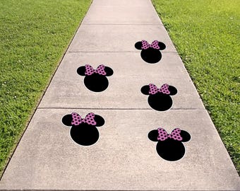 Minnie Mouse Ears Textured Floor Decals – Birthday Party Decorations - Removable - Choose Color