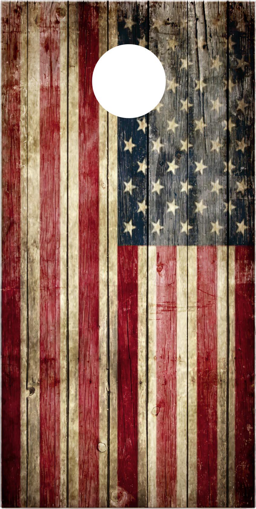 Set of 2 Cornhole Board Wraps Distressed American Flag Vinyl Decals