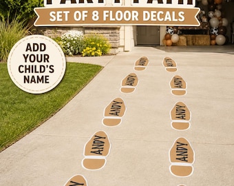 Custom Toy Story Footprint Decals, Set of 8 Personalized Woody Boot Prints, Birthday Party Path, Removable Floor Decals
