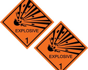 2x 3" Explosives Warning Vinyl Decal