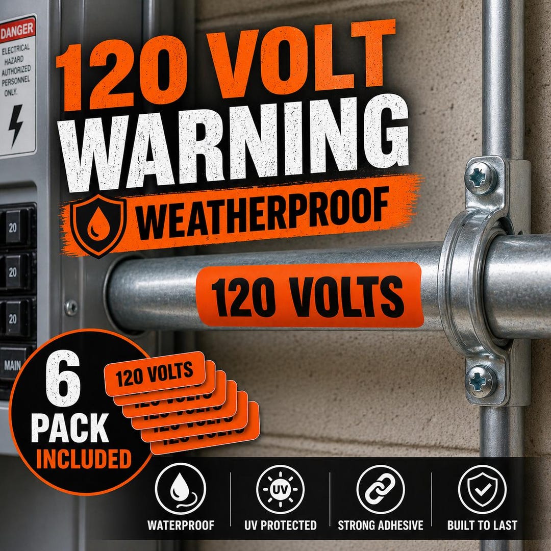 120 Volt Conduit Warning Decal | Electrical Safety Label Sticker ...