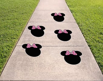 Minnie Mouse Ears Textured Floor Decals – Birthday Party Decorations - Removable - Choose Color