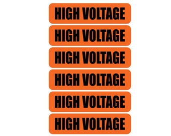 6 Pack of High Voltage Conduit Warning Vinyl Decal