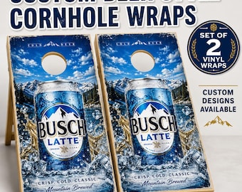 Custom Beer Cornhole Board Wraps, Mountain Beer Can Cornhole Decals, Personalized Cornhole Board Wrap Set, Custom Busch Game Vinyl Wraps