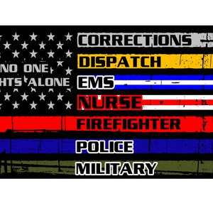 No One Fights Alone Distressed American Flag Vinyl Decal (Choose Size)