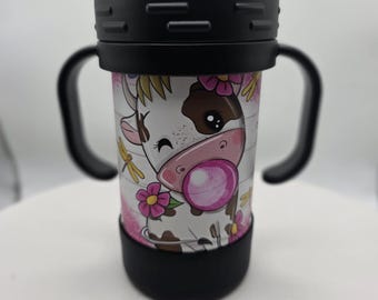 Floral Cow Sippy Cup: 10 oz Insulated Girls' Cup kids