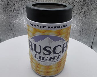 Customizable Beer Can Cooler: Farmer Corn Design, UV Printed, Insulated Busch