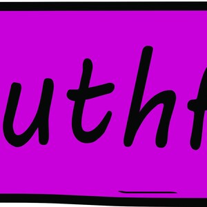 May include: A purple rectangle with the word "truthful" written in black, handwritten-style font. The edges of the rectangle are slightly uneven, giving it a hand-drawn appearance. The text is centered.