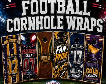 Custom Football Cornhole Board Wraps, Personalized Team Color Cornhole Decals, Game Day Tailgate Board Skins, Set of 2 Vinyl Wraps nfl