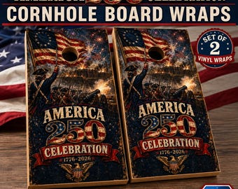 America 250 Celebration Cornhole Board Wraps, Patriotic 1776 2026 Board Wraps, American Flag Cornhole Decals, July 4th Cornhole Wrap Set