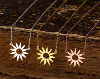 14K Gold Daisy Necklace, Sterling Silver Sunflower Necklace | Dainty Flower Necklace, Summer Necklace |Floral Necklace, Simple Gold Necklace