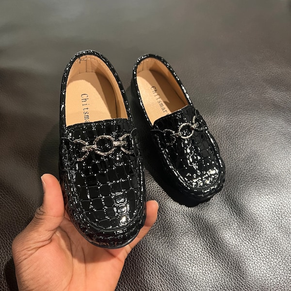 Baby Boy moccasins leather shoes kids casual flats children loafers slip-on metal buckle chic flats for wedding graduation birthday party