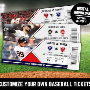 Customized Replica Baseball Ticket Gift - Perfect way to give digital baseball tickets as a gift!