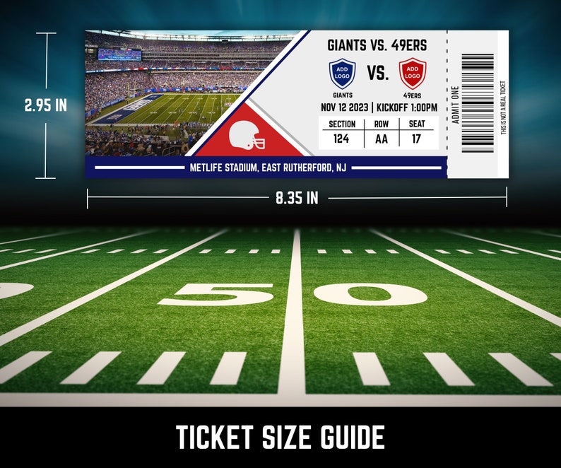 Customized Replica Football Ticket Gift Perfect Way to Give Etsy