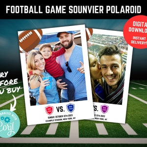 Personalized Football Game Souvenir, Gift Ideas for Football Fans, Polaroid Template Souvenir, Editable Football Template