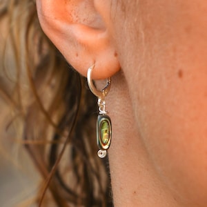 Orecchini 'Aura', argento sterling 925, spirale di abalone, ottone blu-verde, conchiglia, boho, estate, lumaca, filigrana, terroso, ottone, spiaggia, mare, bohémien, oceano