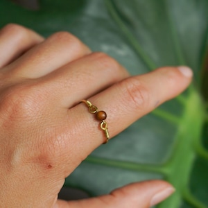 Ring "Tilara" Tigerauge Perle Unisex Edelstein Messing Boho Hippie filigran Draht hangemacht Fingerring festival bohemian Schmuck