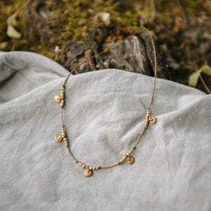 Necklace "Maleia" macrame boho necklace gemstone brass sun unisex hippie fine filigree layer adjustable bohemian gift choker