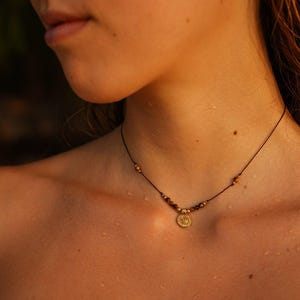 Necklace "Semaya" macrame tiger eye boho necklace filigree gemstone brass sun unisex hippie festival bohemian gift tribal