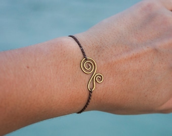 Bracelet “Buna” Spiral Macrame Boho Jewelry Wire Filigree Gemstone Brass Sun Unisex Hippie Bohemian Gift Tribal Gold Summer