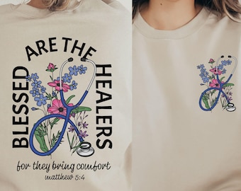 Christian Nurse Sweatshirt, Nurse Graduation Gift, Gift for Christian Nurse, Matthew 5:4, Bible Verse Crewneck, Christian Clothes