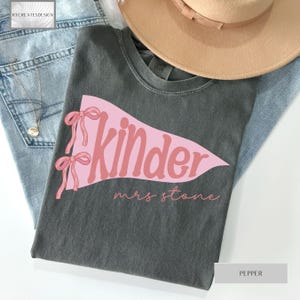 Custom Pennant Flag Teacher Shirt, Back To School Teacher Shirt, Personalized Teacher Coquette Bow Shirt, Custom Teacher Name Shirt