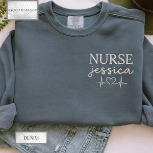 Comfort Colors Embroidered Nurse Sweatshirt, RN Custom Crewneck, Nurse Graduation Gift, Gift for Nurse Appreciation, Nurse Graduation Gift